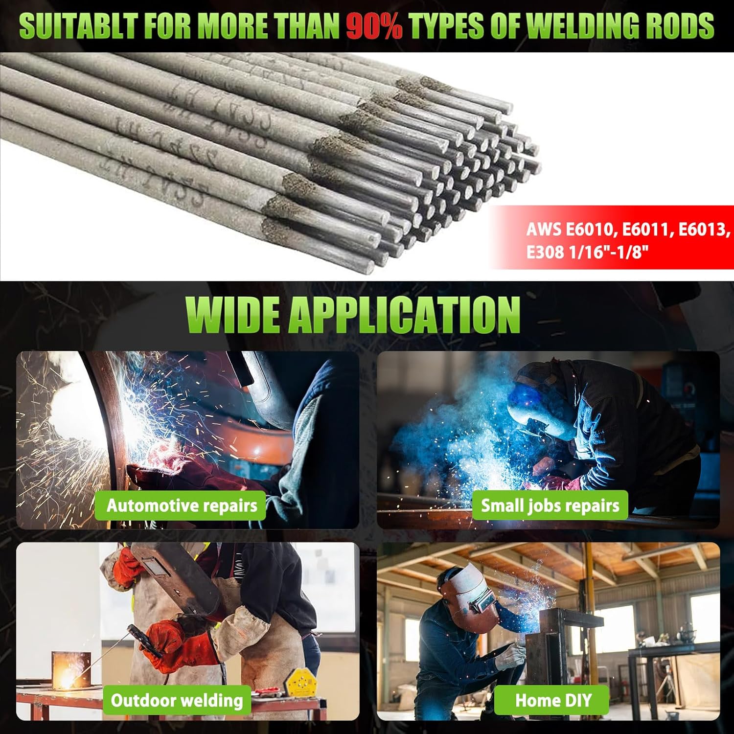 Thumbnail 5 de Hpoouo 200Amp Stick Welder 110V with 20 Rods