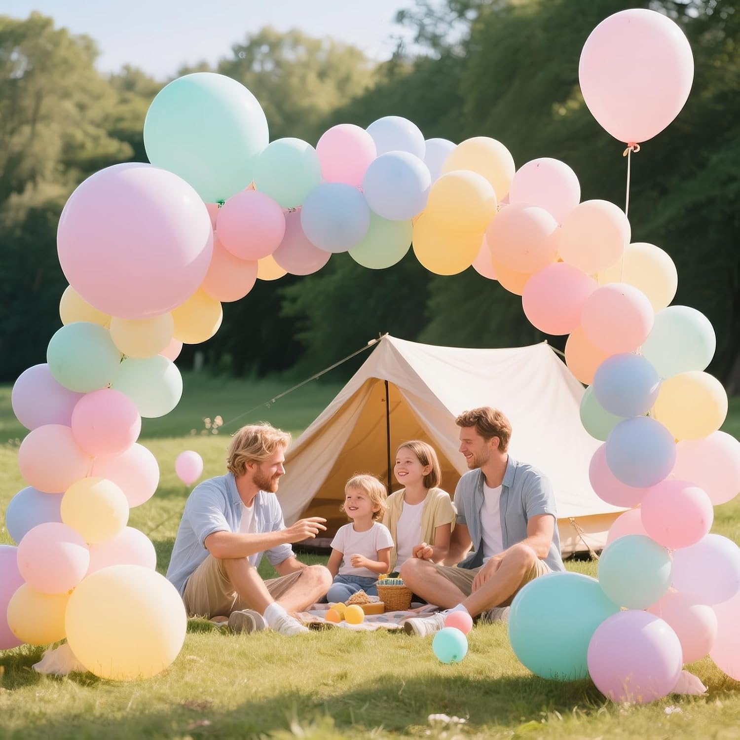 Thumbnail 6 de Rainbow Pastel Balloons Arch Garland Kit (Latex, Assorted Sizes) — 114-Piece Party Decoration Set