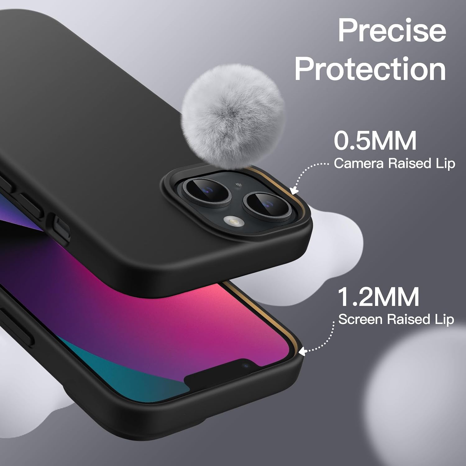 Thumbnail 4 de JETech iPhone 13-hoesje van siliconen met microvezelvoering, zwart