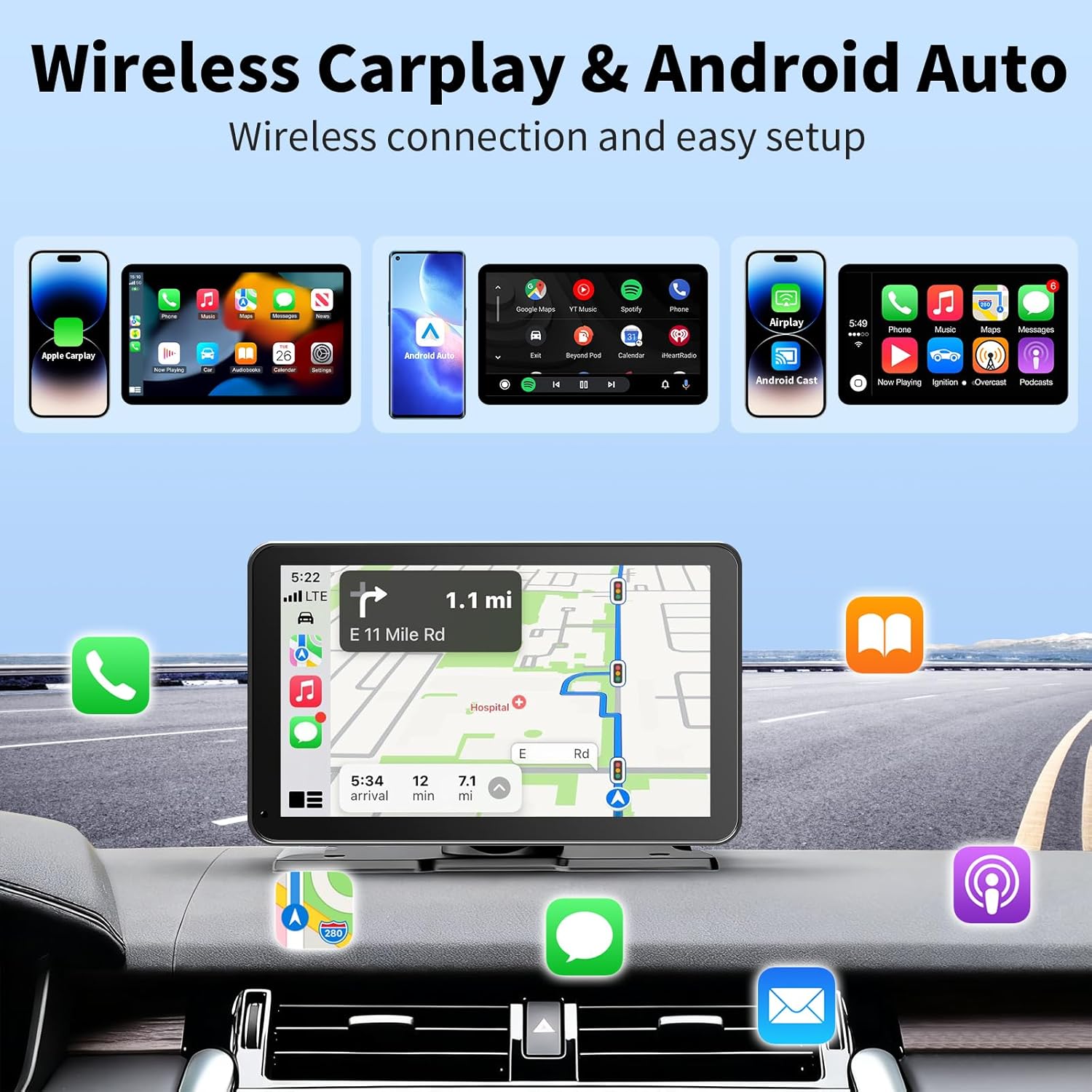 Thumbnail 1 de GTVFS 9in CarPlay Screen Wireless