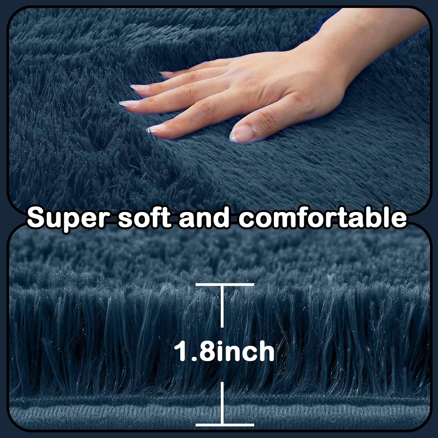 Thumbnail 5 de CAIYUECS 10x14 Large Shag Area Rug in Navy Blue (Soft Indoor Shaggy Carpet)