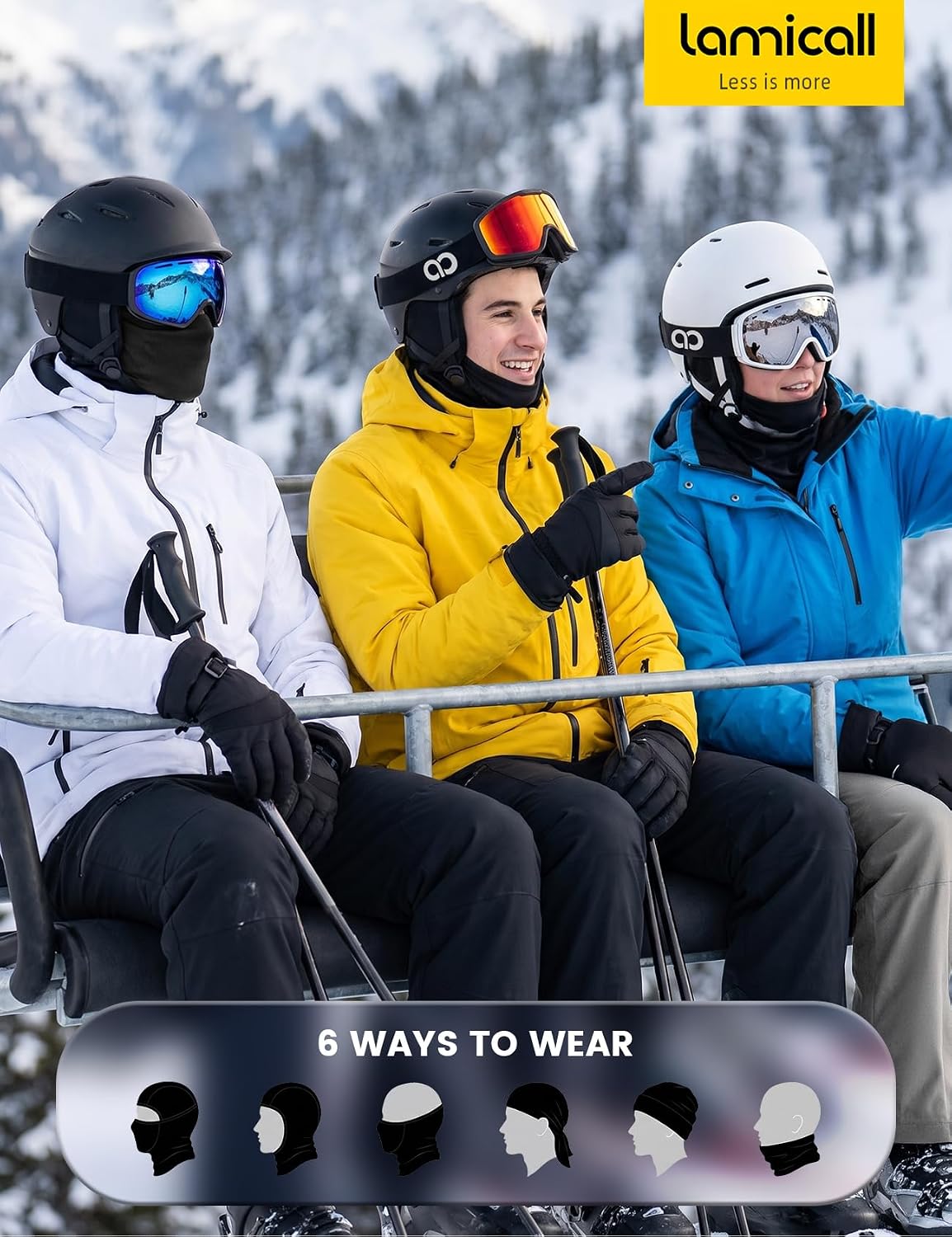 Thumbnail 6 de Lamicall BCPB01 Winter Balaclava, Elastic Thermal Mask for Cycling and Skiing