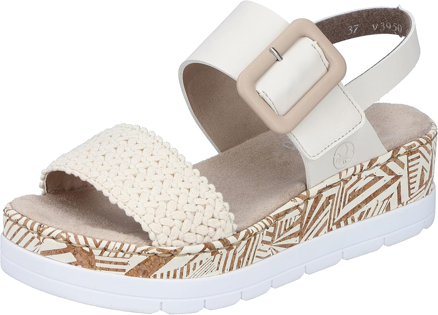 Detalle de Sandale Creme/Porzellan beige – Textiloberteil, Plateauabsatz, mittlere Weite