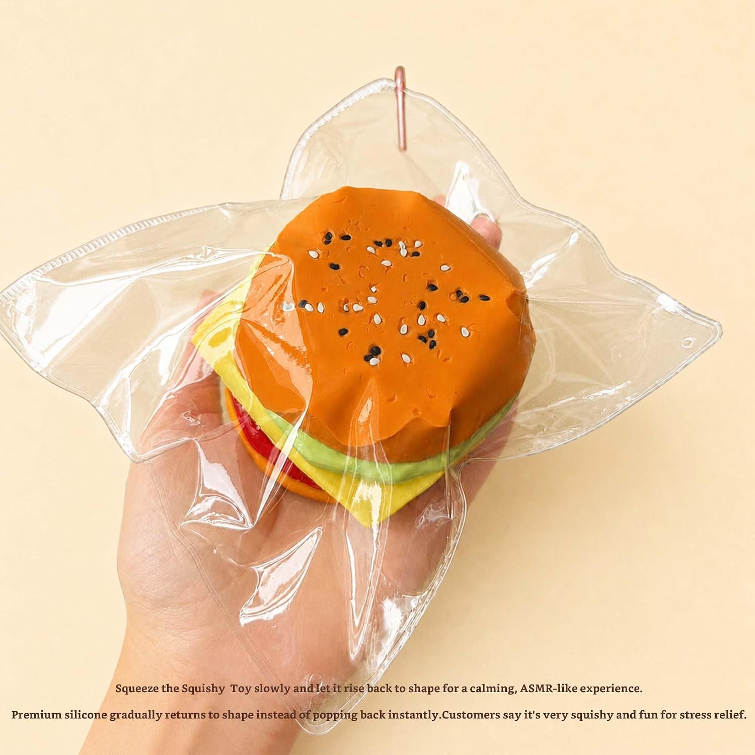 Detalle de Taba Squishy Hamburger Toy: Realistic Silicone Stress Relief Fidget