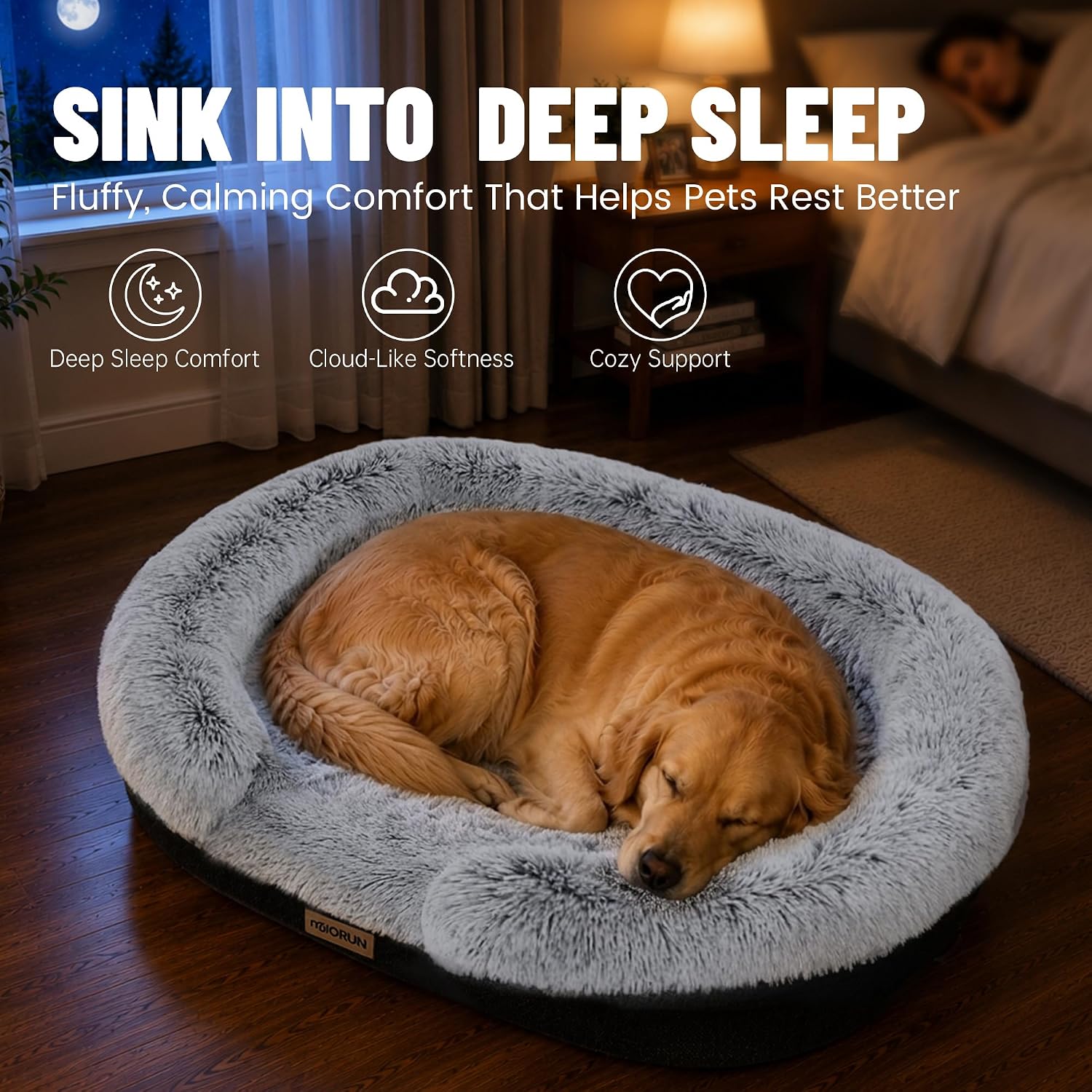 Detalle 1 de Miorun 25WSB01001-L 43-Inch Orthopedic Dog Bed with Bolsters