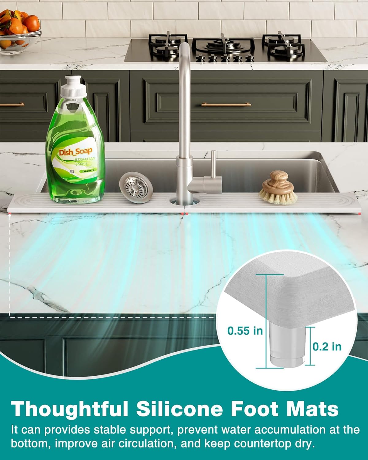 Thumbnail 5 de Stone Faucet Mat Diatomite Sink Protector 23.6"