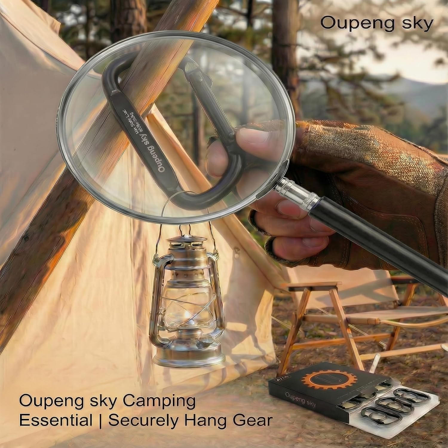 Detalle de Carabiner Clip - Heavy Duty Carabiners (800 lbs) with D-Ring Shape, 6-Pack Keychain Clips