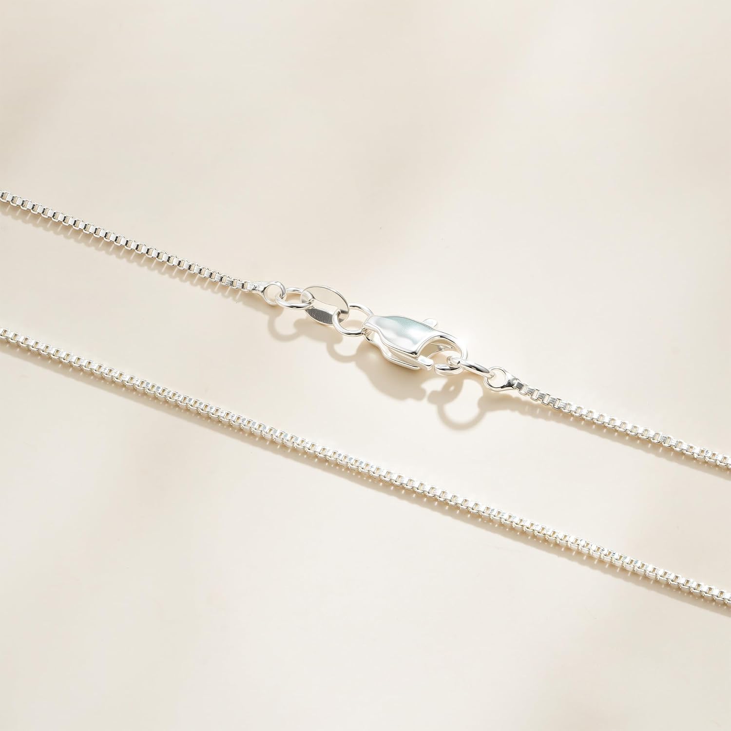 Detalle 2 de SLOONG Silberkette 925 Über Damen – 1 mm Box Kette, 41–61 cm, ohne Anhänger