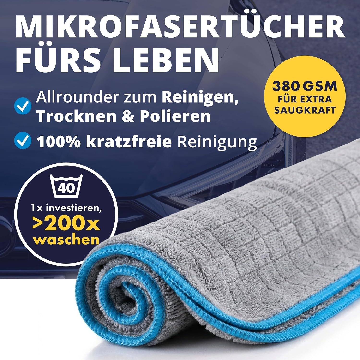 Detalle 2 de LICARGO Mikrofasertücher Auto 6er Set 380 GSM