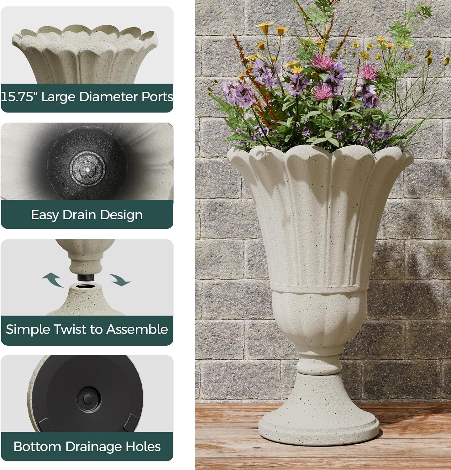 Thumbnail 2 de Trygoal Urn Planters, 24-inch