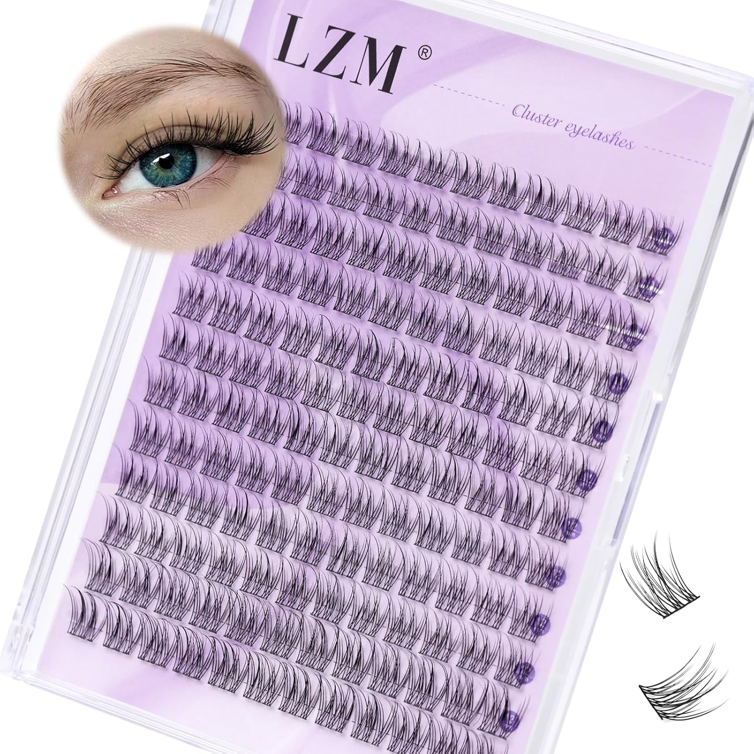Detalle de LZM Cluster Wimpern Extensions – C-Curl, 10–13 mm, 144 Stück, natürliches Aussehen