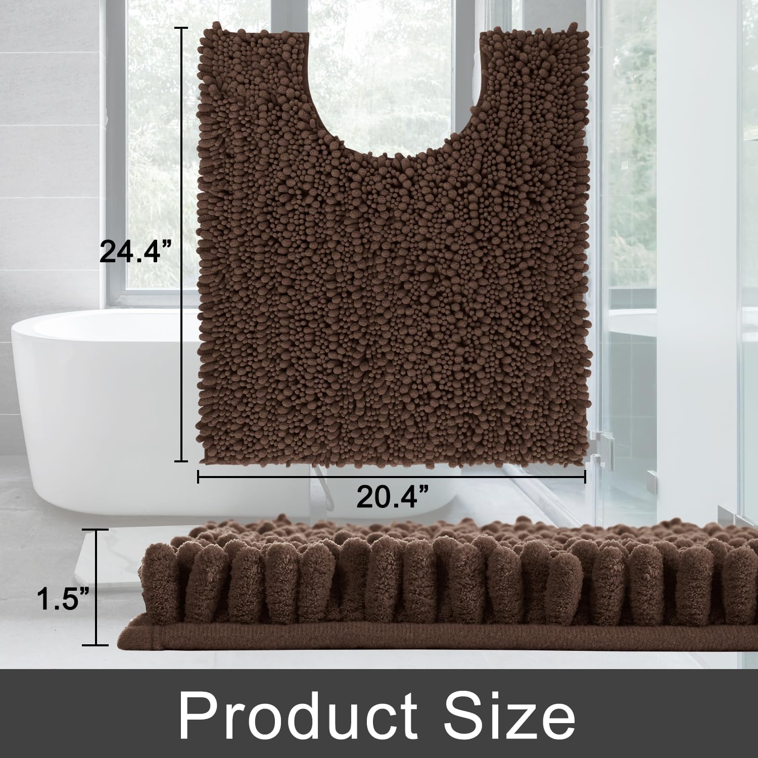 Detalle de Yimobra U-Shaped Toilet Rug, 24 x 20 Inches