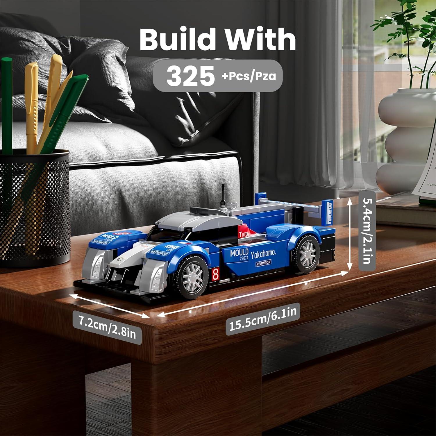 Detalle 2 de Mould King 27074 Technik Speed Champion Klemmbausteine Auto – Supersportwagen mit Vitrine (353 Teile)