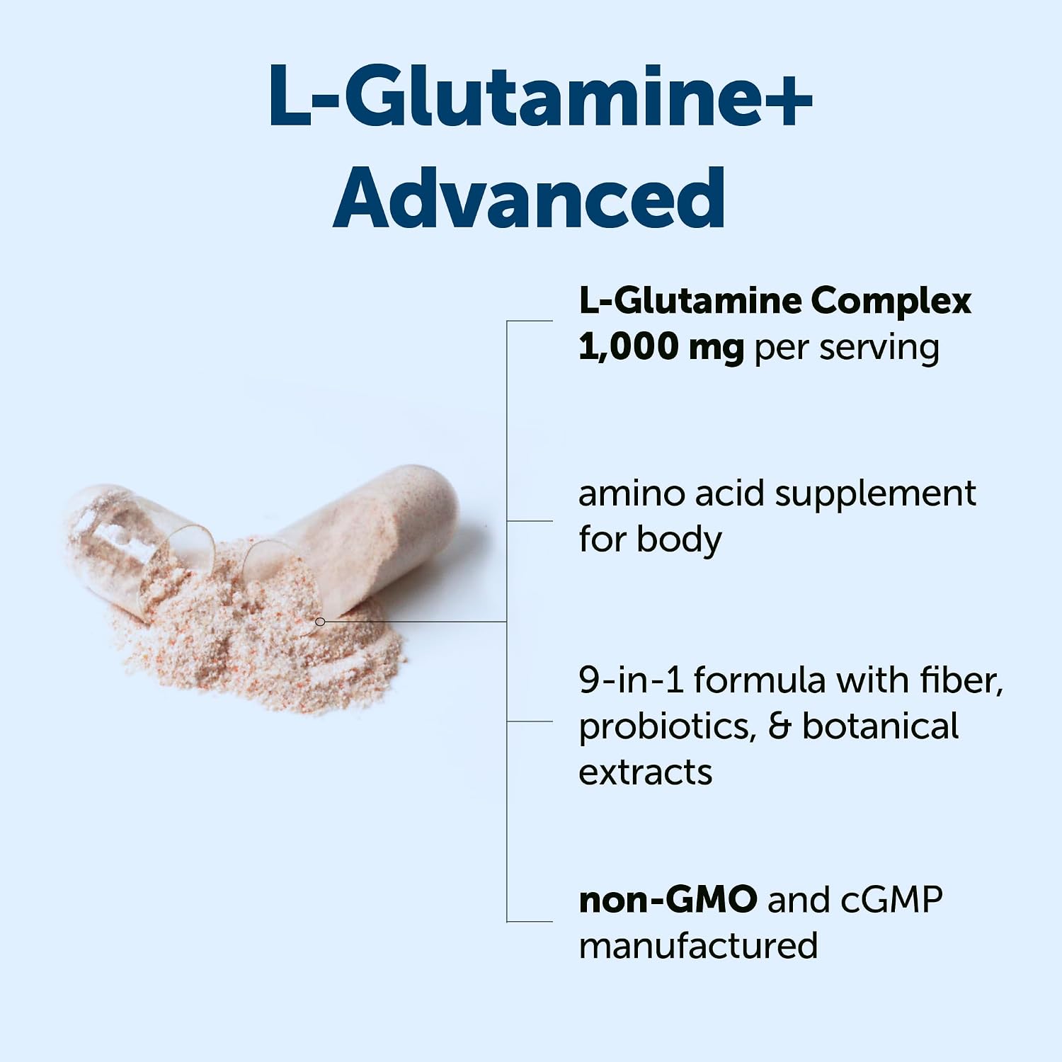 Detalle de Micro Ingredients L-Glutamine Supplement, 240 Vegetarian Capsules