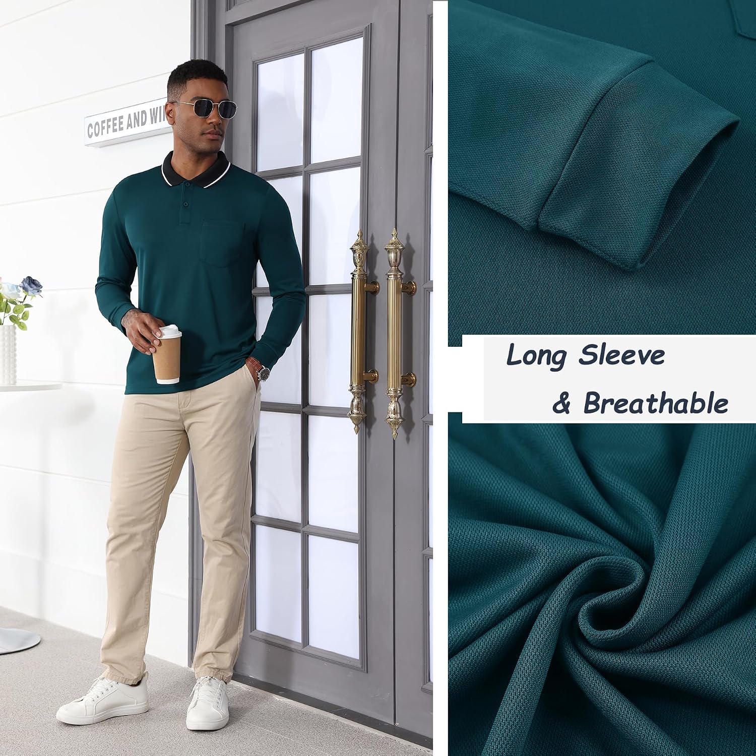 Thumbnail 3 de JACKETOWN Polo uomo manica lunga con colletto button down (confezione da 3)