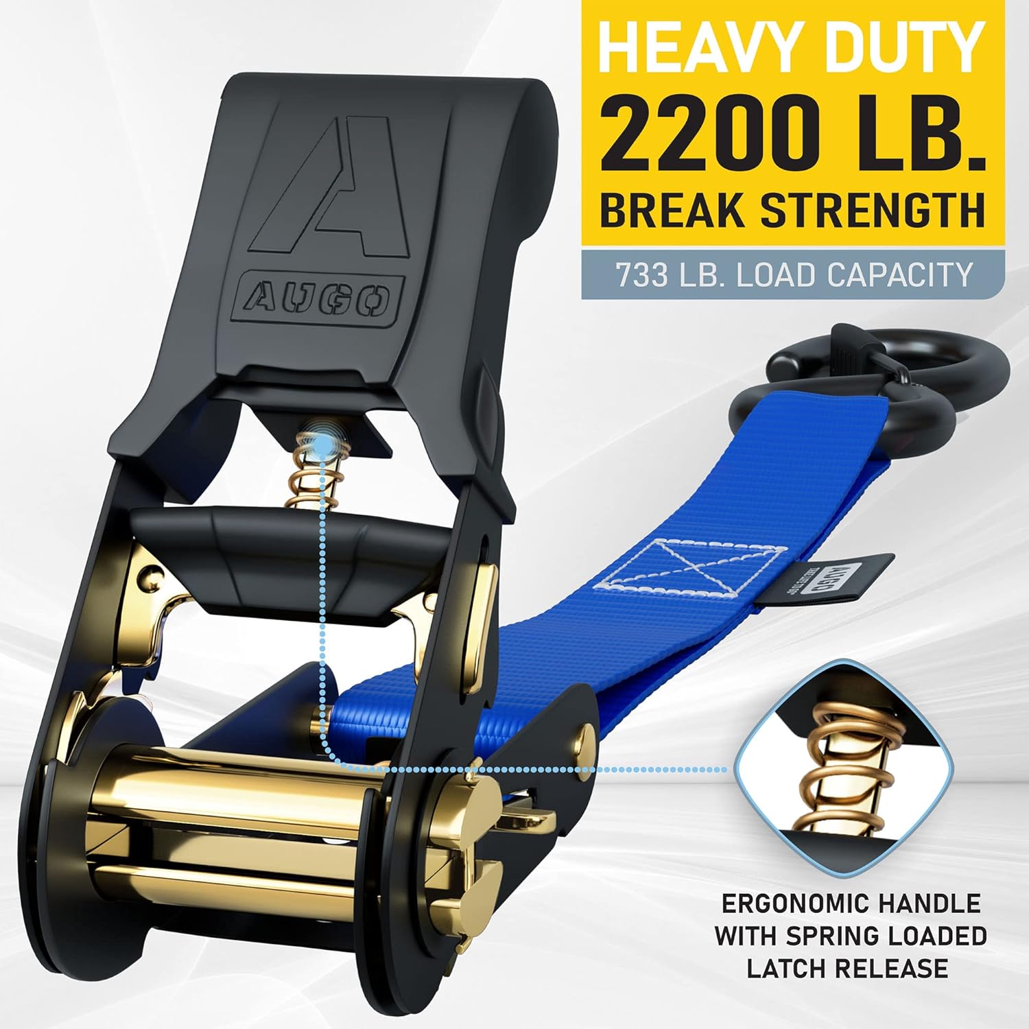 Detalle 2 de AUGO Ratchet Straps 15 ft, 2200 lb tie-downs
