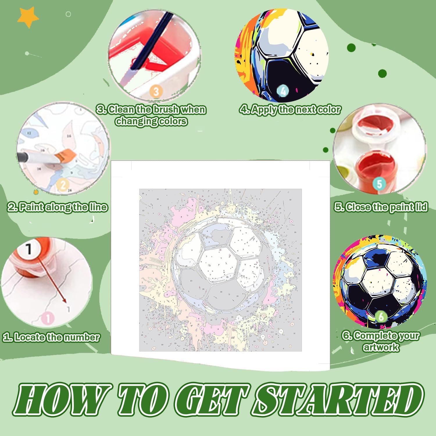 Thumbnail 6 de WEMEON Football Paint by Numbers 10x10 inch