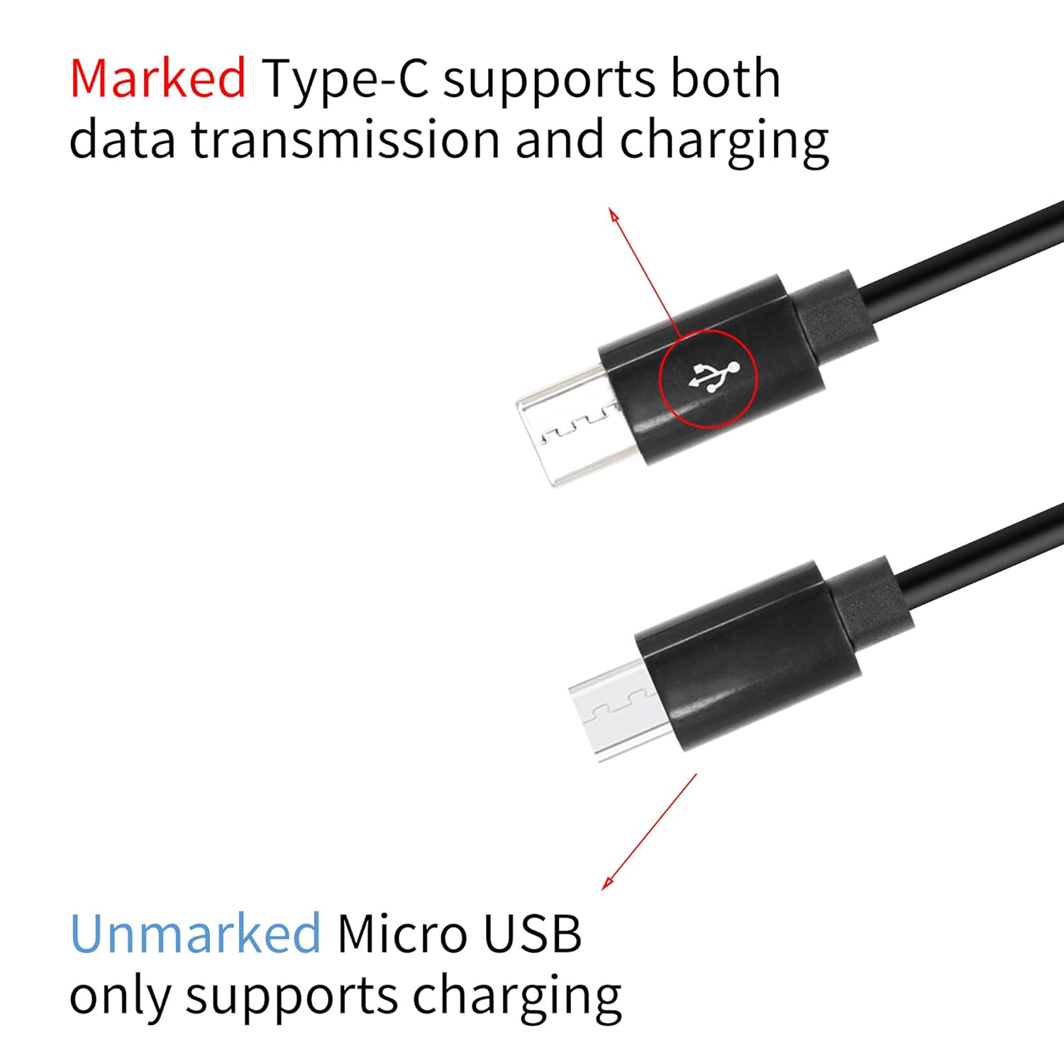 Thumbnail 1 de RIIEYOCA 1Ft Multi Charging Cable (2-in-1) – USB 2.0 A to USB-C & Micro USB splitter (Black)