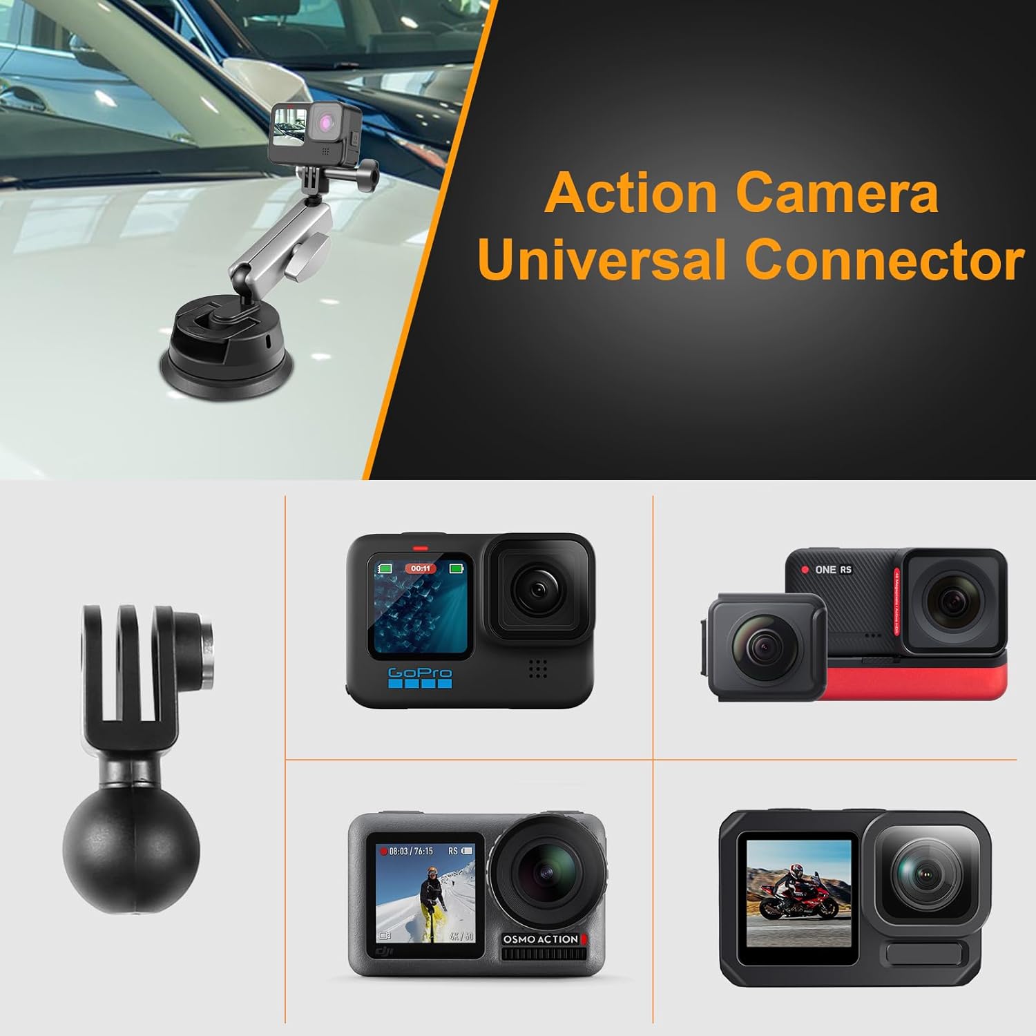 Detalle de PULUZ Saugnapfhalterung Upgrade: Tragbare Kamera-Saugnapfhalterung für GoPro, DJI Osmo Action und Insta360