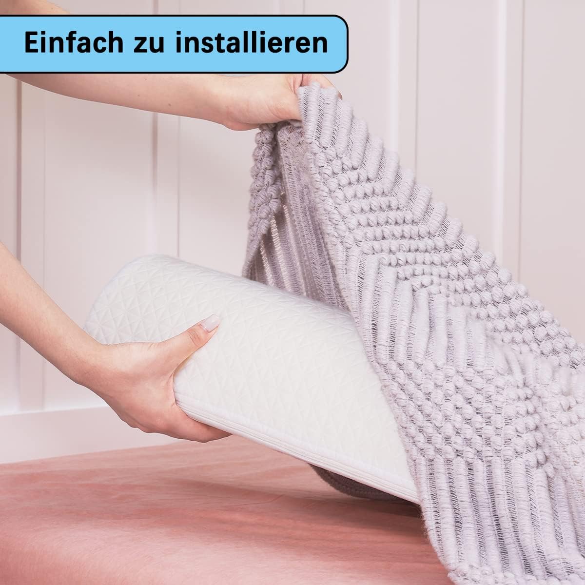 Detalle de TANYOO Bettkantenschutz / Bed Bumper für Kinderbett – gepolsterter Rausfallschutz mit waschbarem Bezug