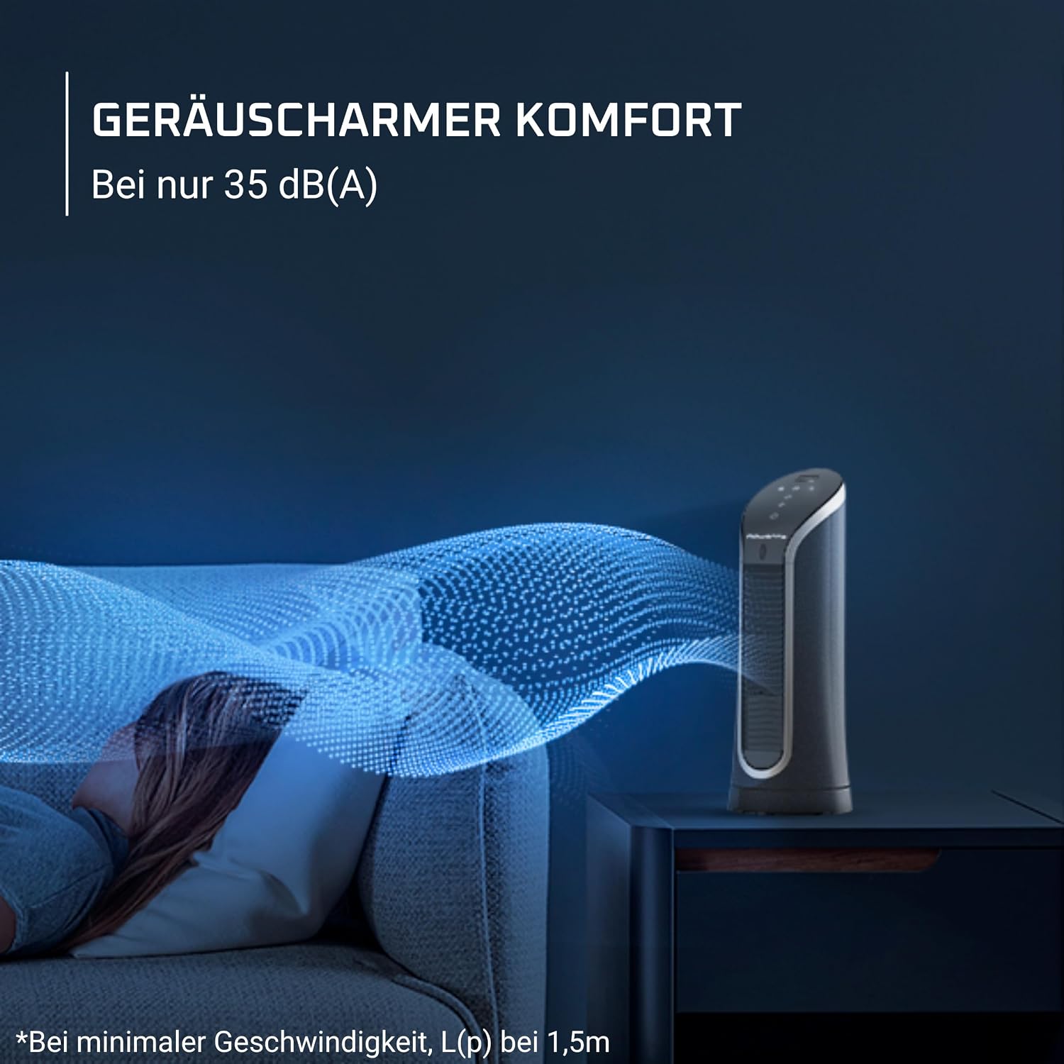 Detalle de Rowenta Eole Compact Turmventilator (VU6220F0) – kompakt, leise und vielseitig