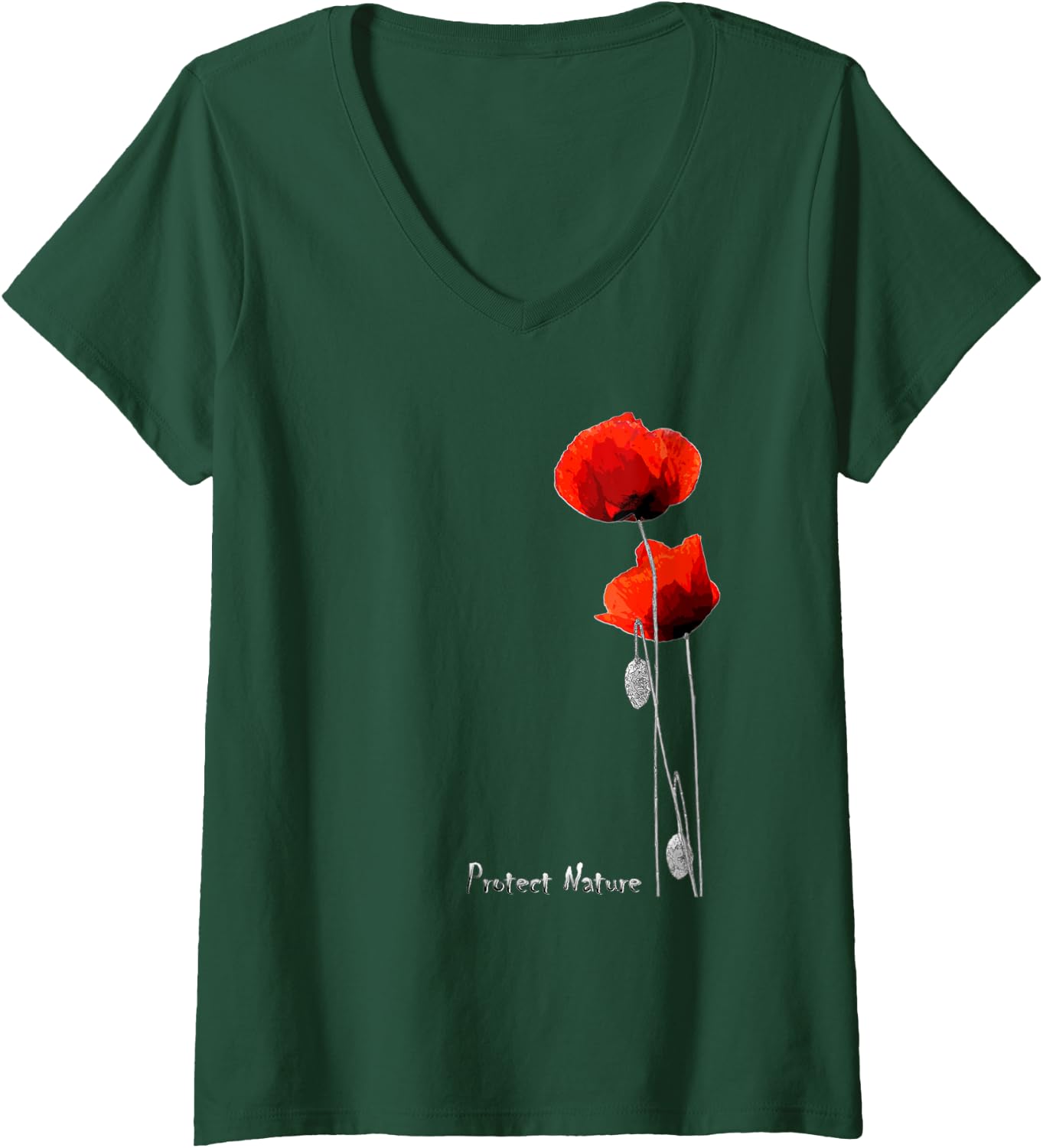 Thumbnail 6 de Femme Coquelicots Rouges et Abeille | T-shirt Protect Nature avec Col en V