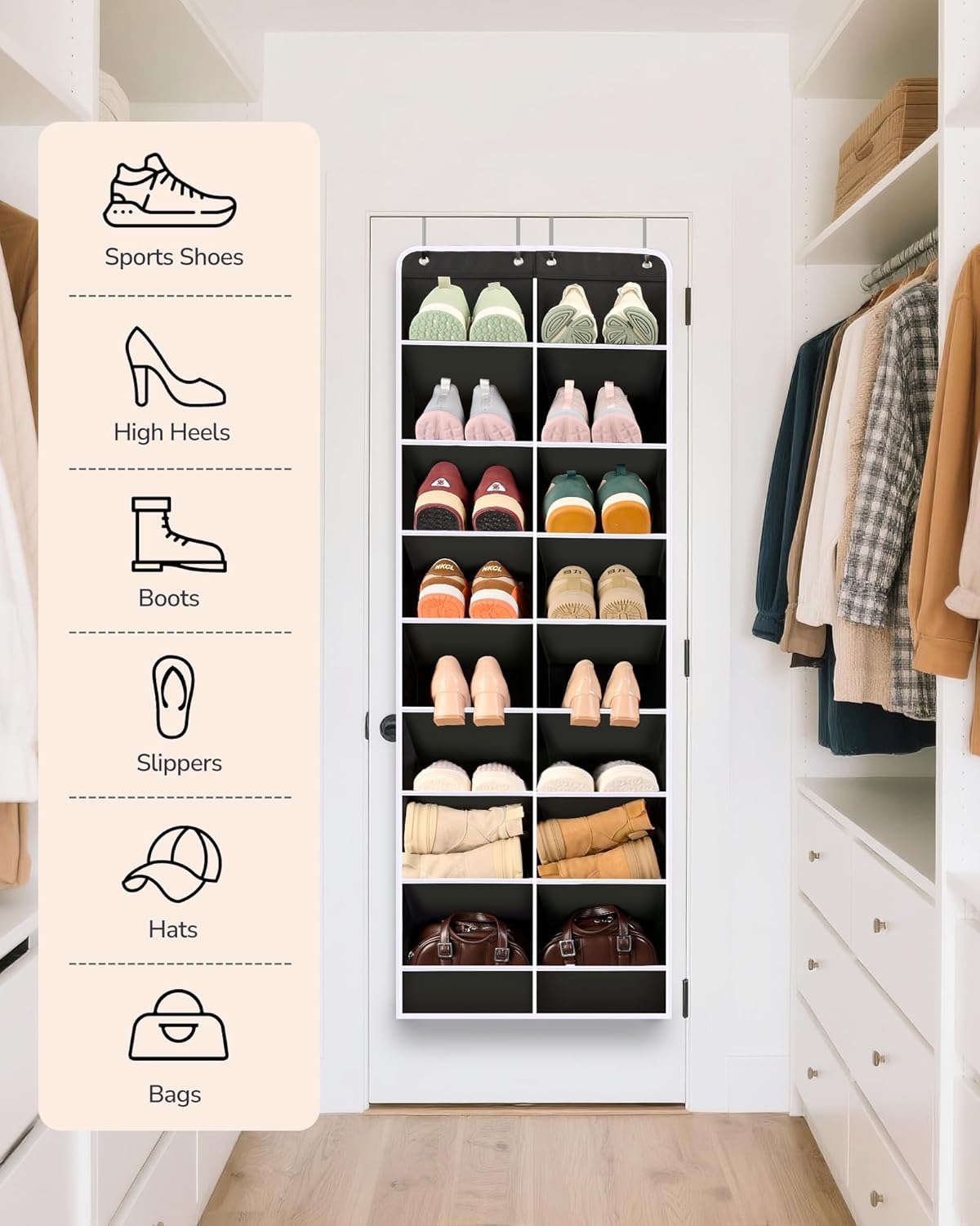 Thumbnail 6 de ULG Over The Door Shoe Organizer 16-pocket