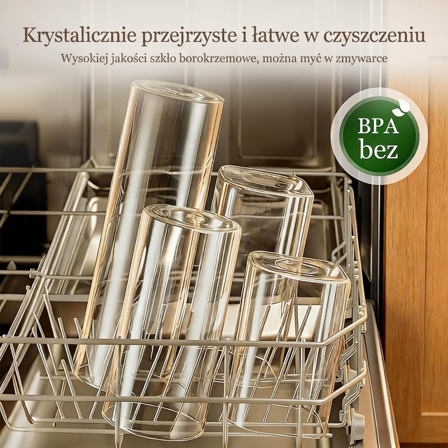 Detalle de ComSaf – zestaw 6 szklanych słoików 600–1400 ml z bambusowymi pokrywkami