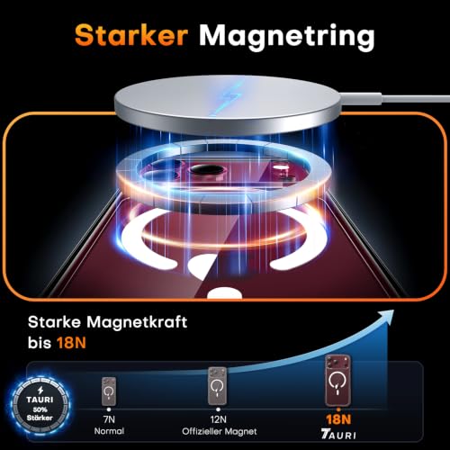 Detalle de TAURI Hülle für iPhone 18 Pro 6,3" Transparent mit Schutzfolie – MagSafe 25 W