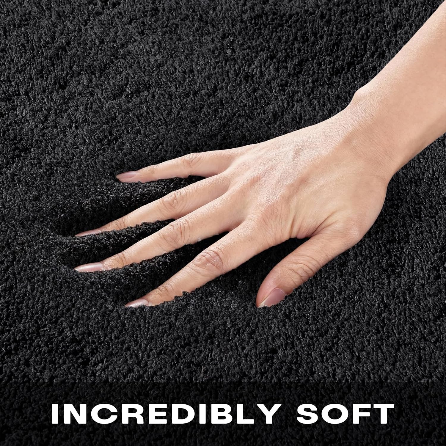 Detalle de XSIVOD Soft 200x230 cm Black Area Rug – Non-Slip Plush Shag for Living Room