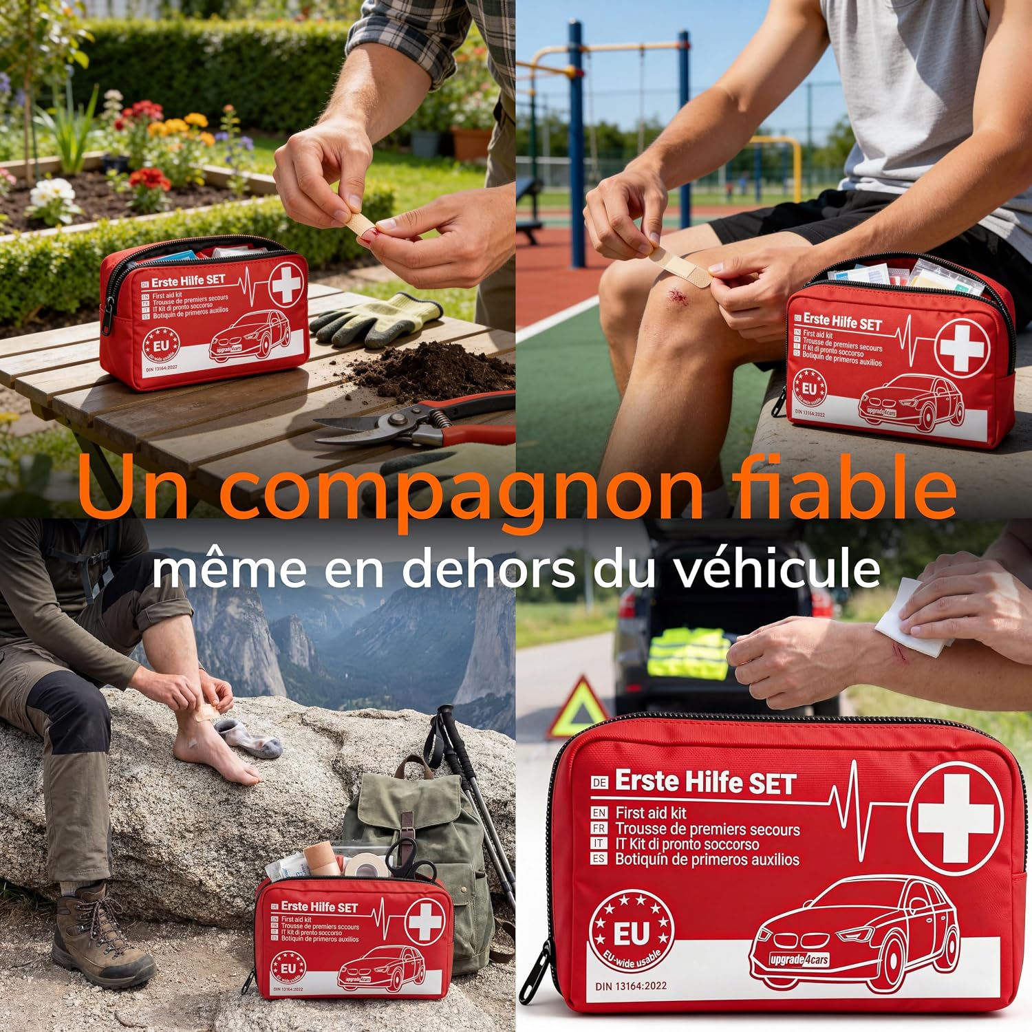 Detalle de 2 x Upgrade4cars Trousse de Secours Auto 2026 DIN 13164 – Kit conforme EU et pratique pour la route