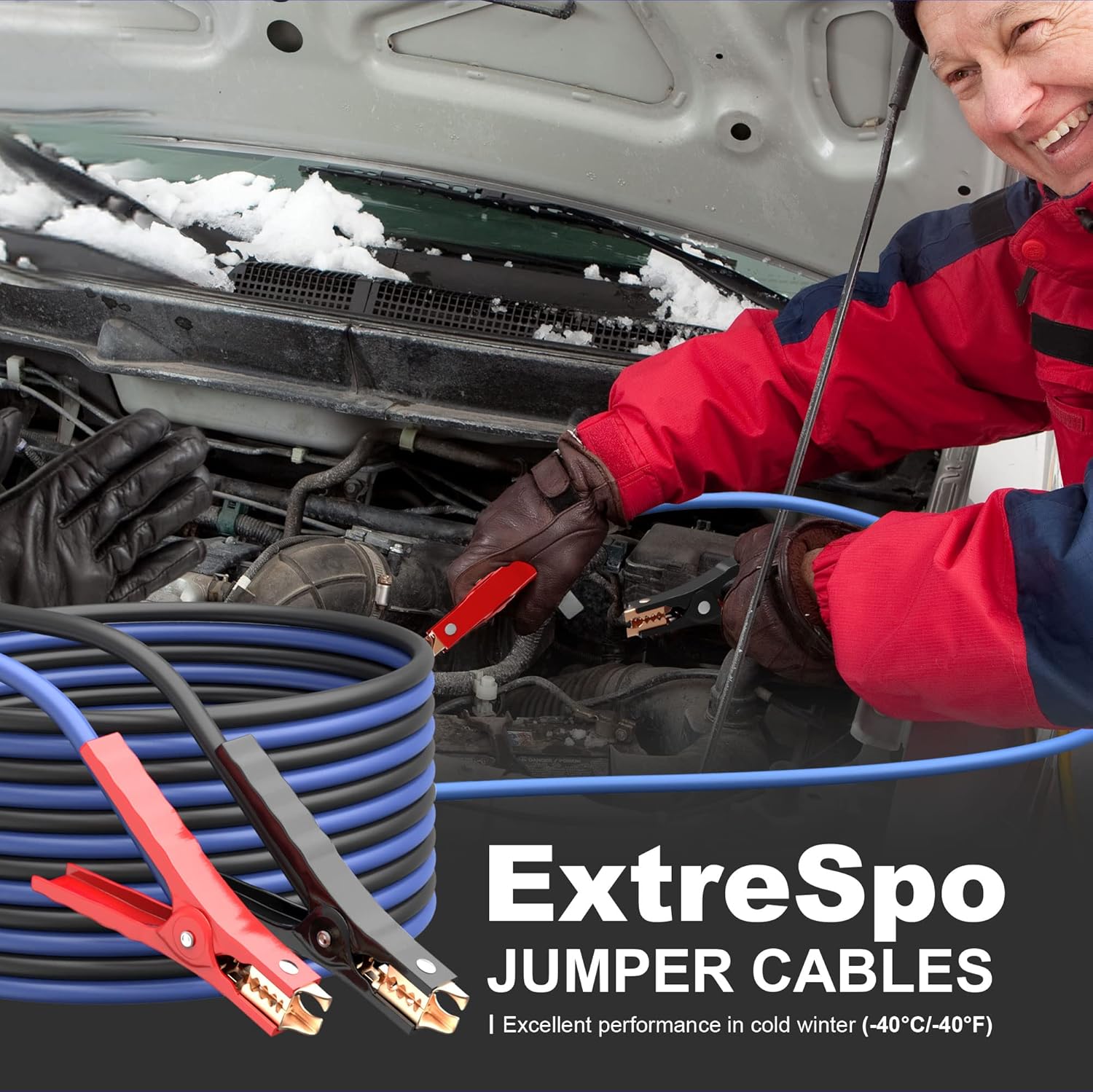 Thumbnail 5 de EXTRESPO Heavy Duty Jumper Cables (4 Gauge, 20 Feet) 600Amp Boost Kit for 12V Cars, SUVs & Trucks