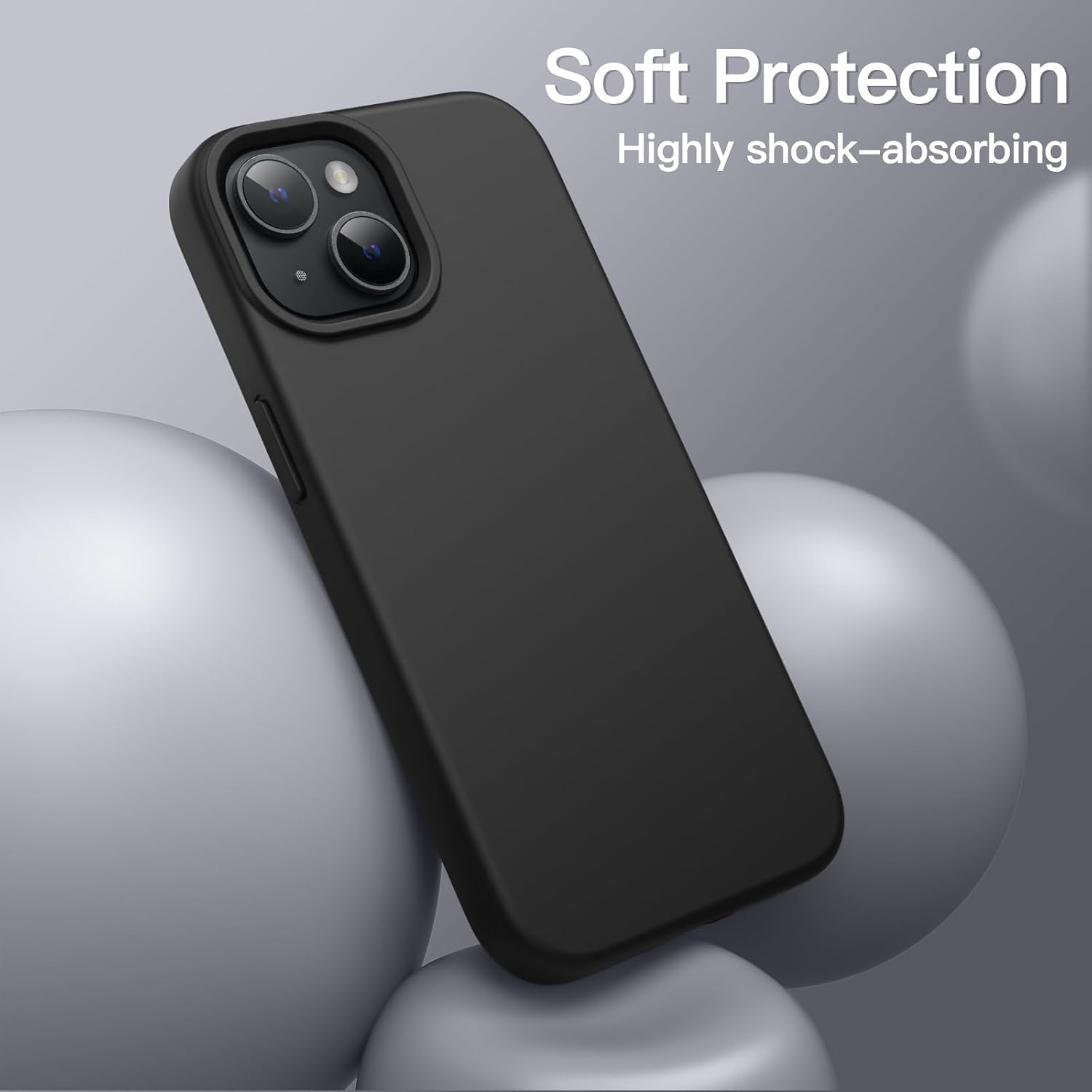 Thumbnail 3 de JETech iPhone 13-hoesje van siliconen met microvezelvoering, zwart