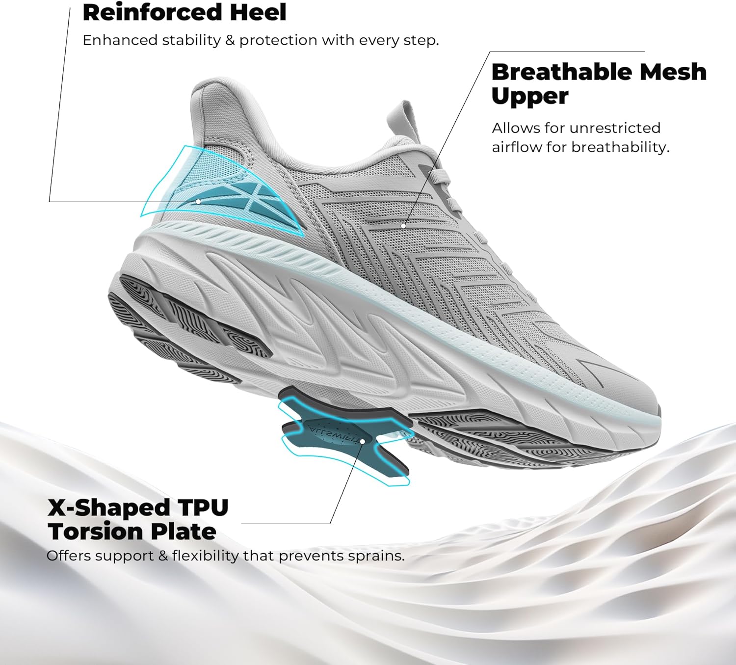 Detalle 2 de ALLSWIFIT Women’s Slip-On Athletic Walking Shoes (Cushy, Breathable, Non-Slip)
