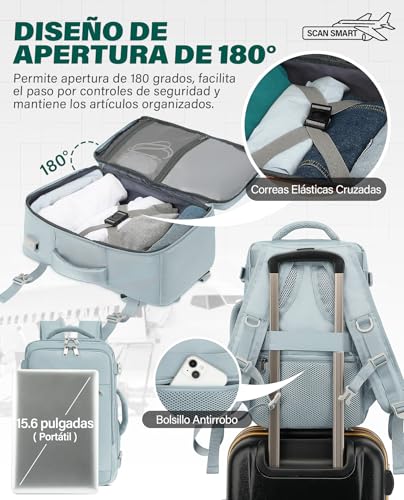 Detalle 2 de VANKEV Mochila de cabina 45x36x20 cm para EasyJet, 30 L, con compartimento para portátil 15.6