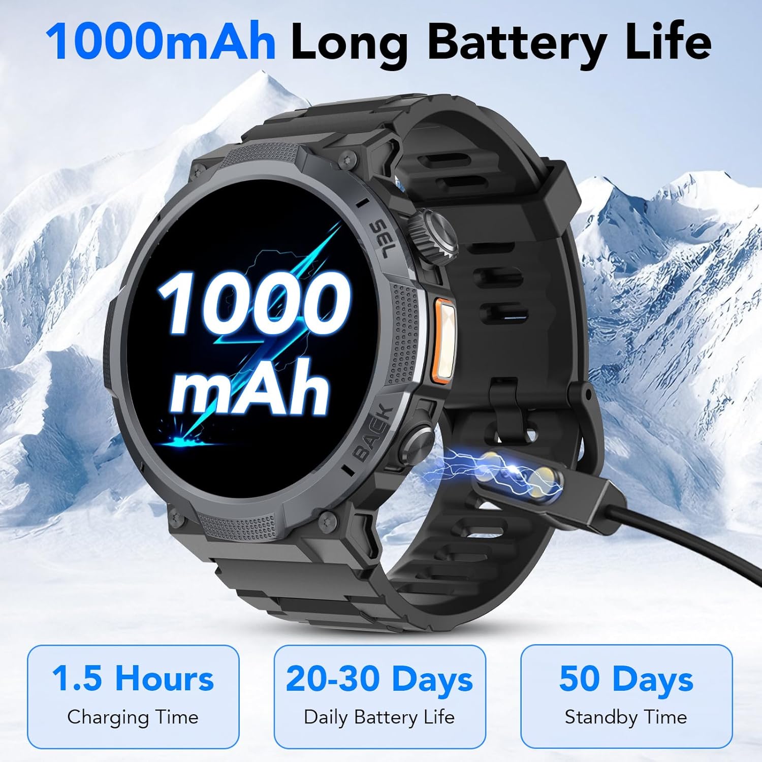 Thumbnail 2 de TIMU Smartwatch da Uomo con schermo AMOLED 1,53”, IP68 e chiamate Bluetooth