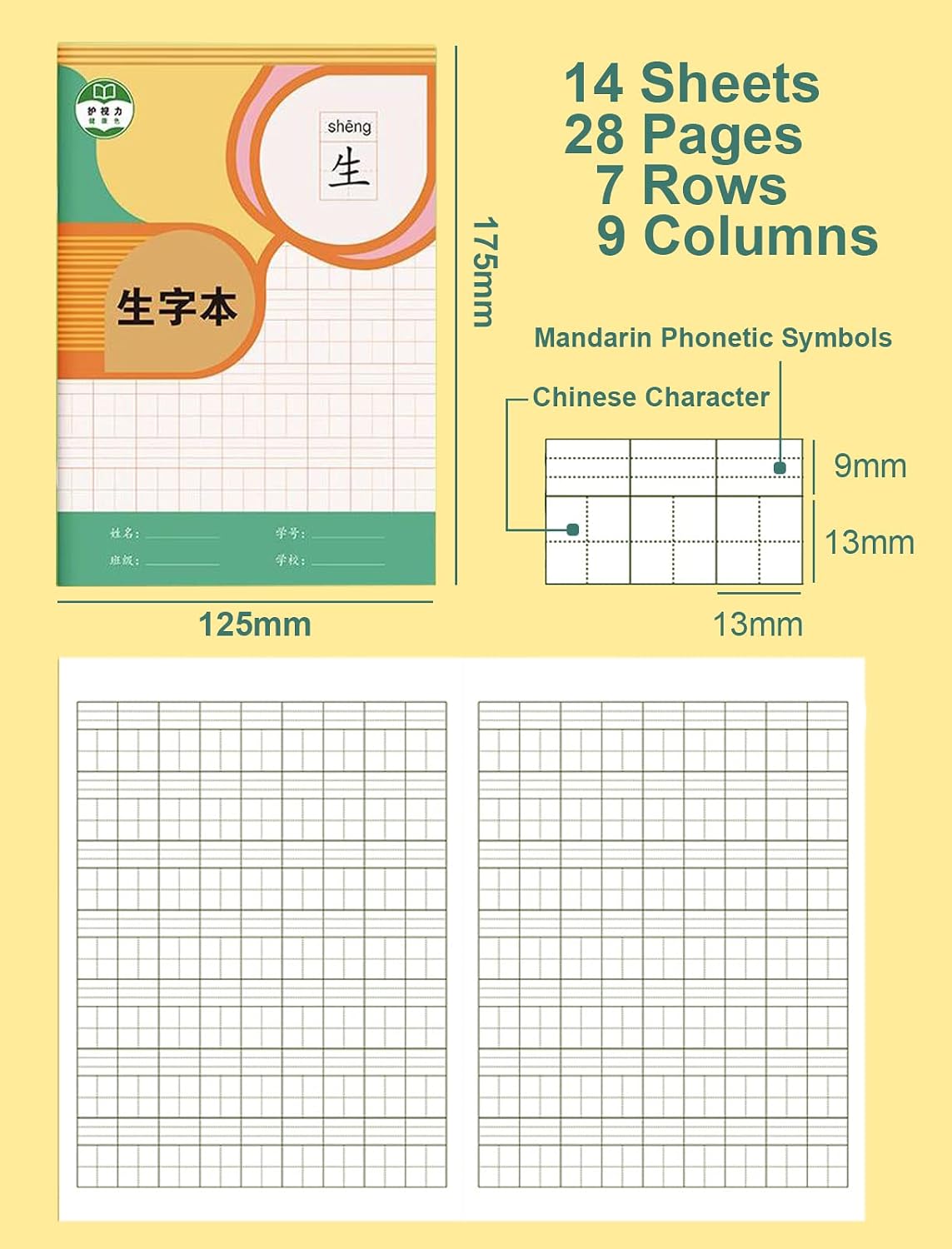 Detalle de KAFENDA Chinese Character Exercise Books, Pack of 10