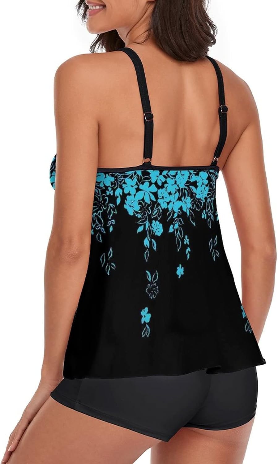 Detalle de wihnsinop Tankini Damen Bauchweg Bademode Set – Zweiteiliger Badeanzug mit verstellbaren Trägern und integrierter BH-Unterstützung