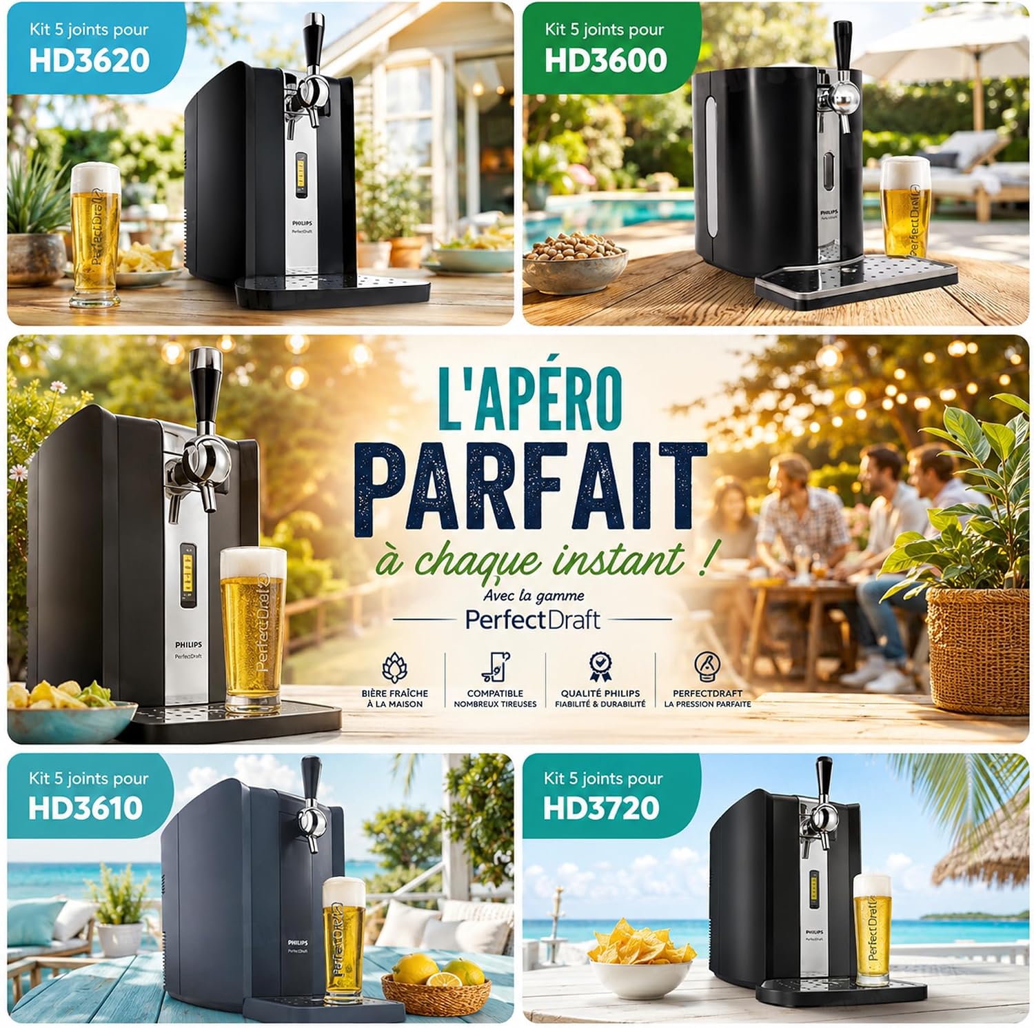 Detalle de 1001JOINTS KIT 5 Joints d'Étanchéité pour PERFECTDRAFT HD3720/HD3620/HD3610/HD3600