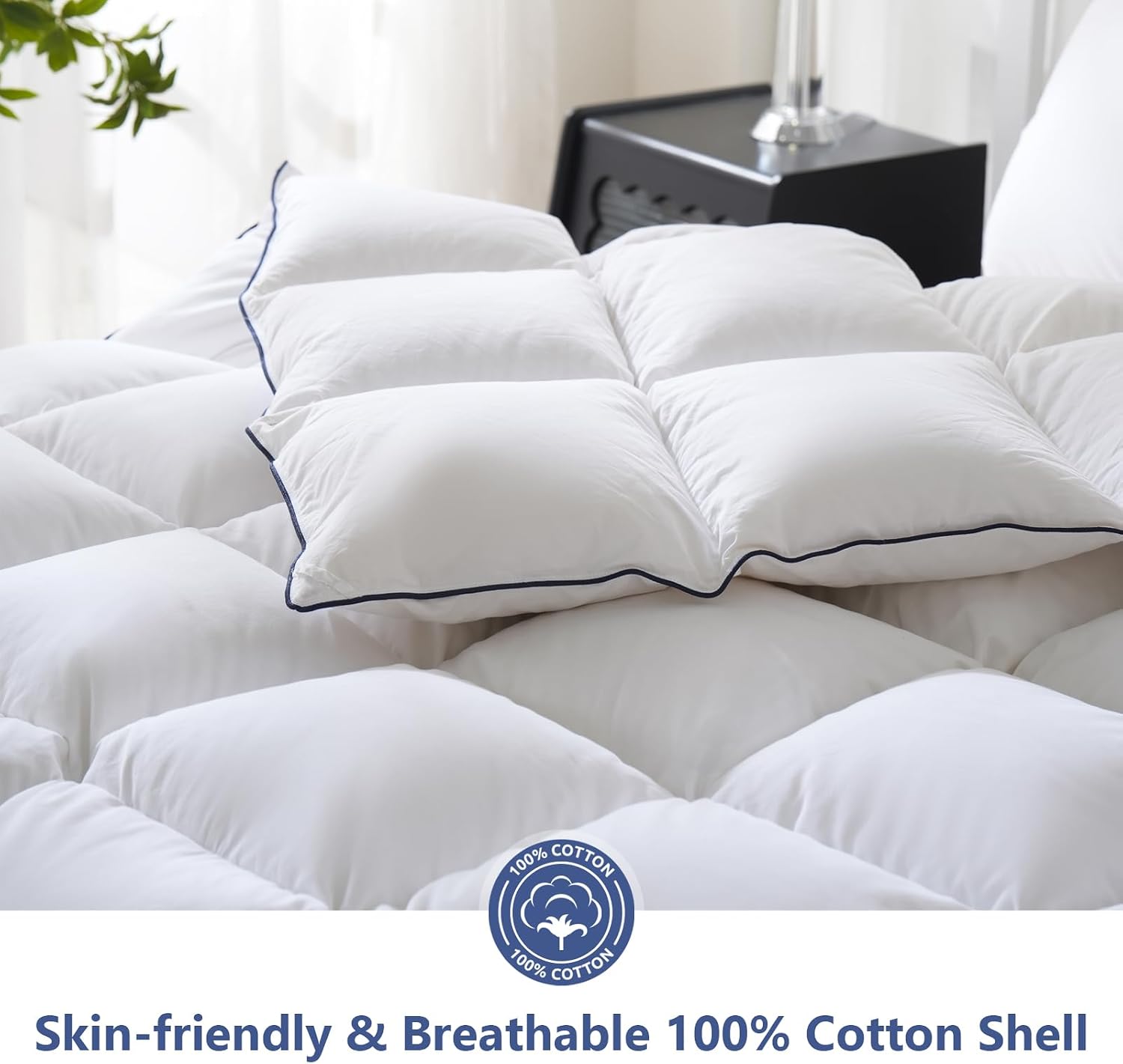 Thumbnail 3 de DOWNCOOL NewWOQ Oversized Queen Feather Comforter, 100% Cotton, 98" x 98