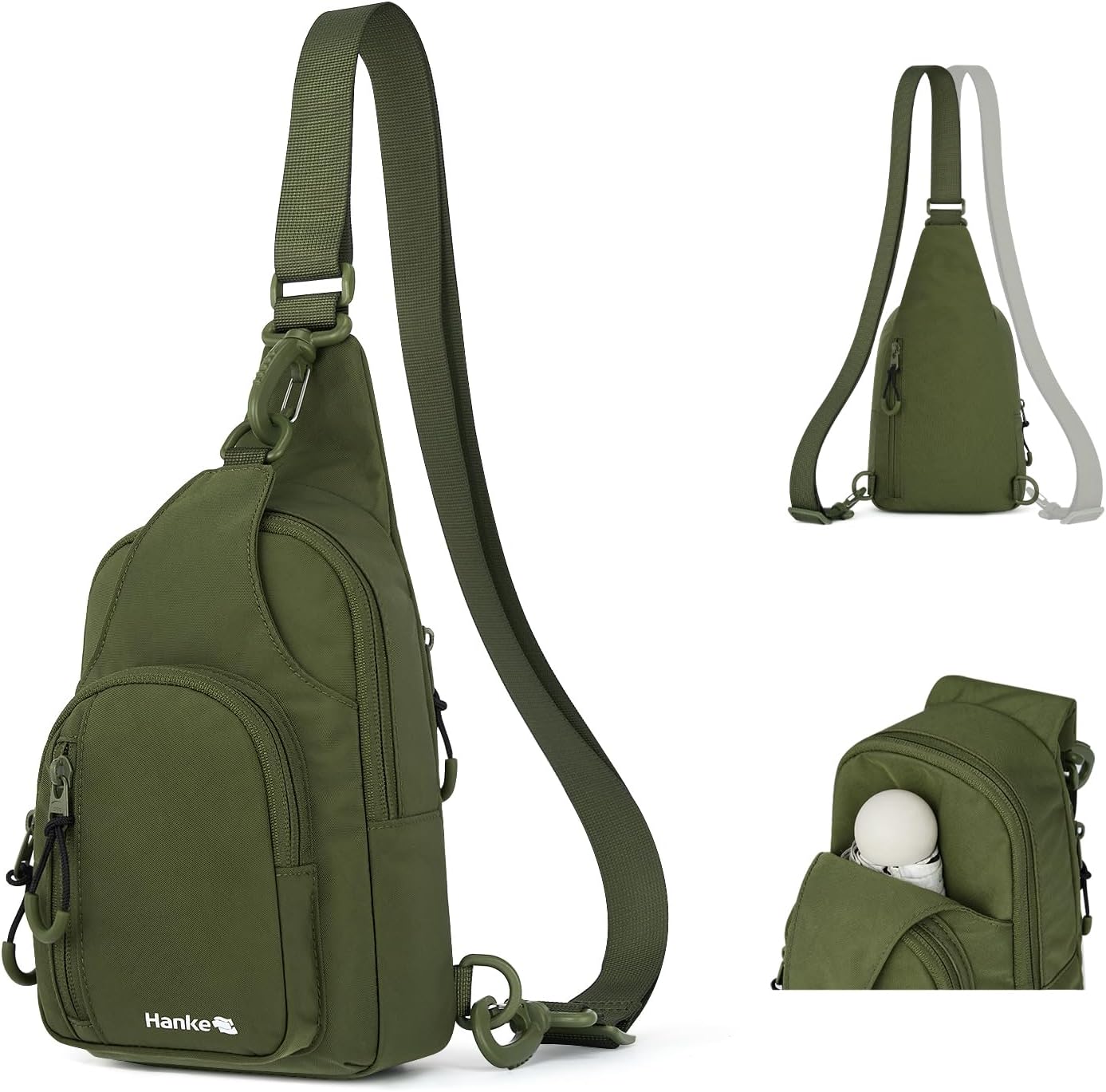 Detalle de Hanke women’s cross body bag – water-resistant, multi-pocket sling for travel, cycling and day trips
