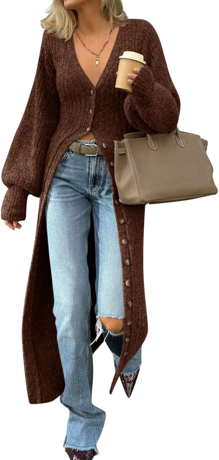 Detalle de Saodimallsu Women's V‑neck Buttoned Cardigan Sweater