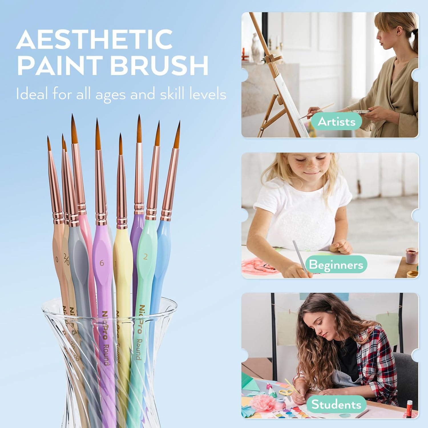 Thumbnail 5 de Nicpro Pinceaux micro détails 10 pièces 🎨