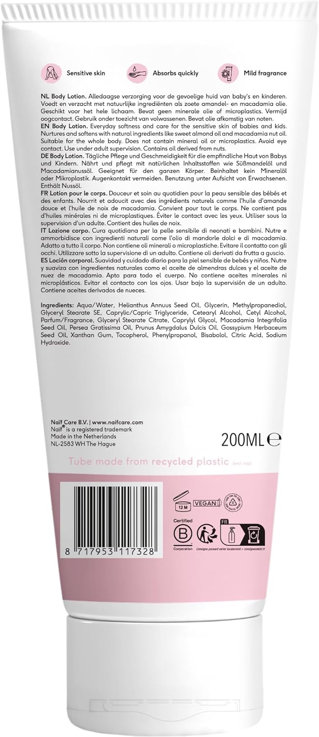 Thumbnail 1 de Naïf Lozione corpo nutriente per neonati e bambini – Crema delicata 200 ml per pelli sensibili