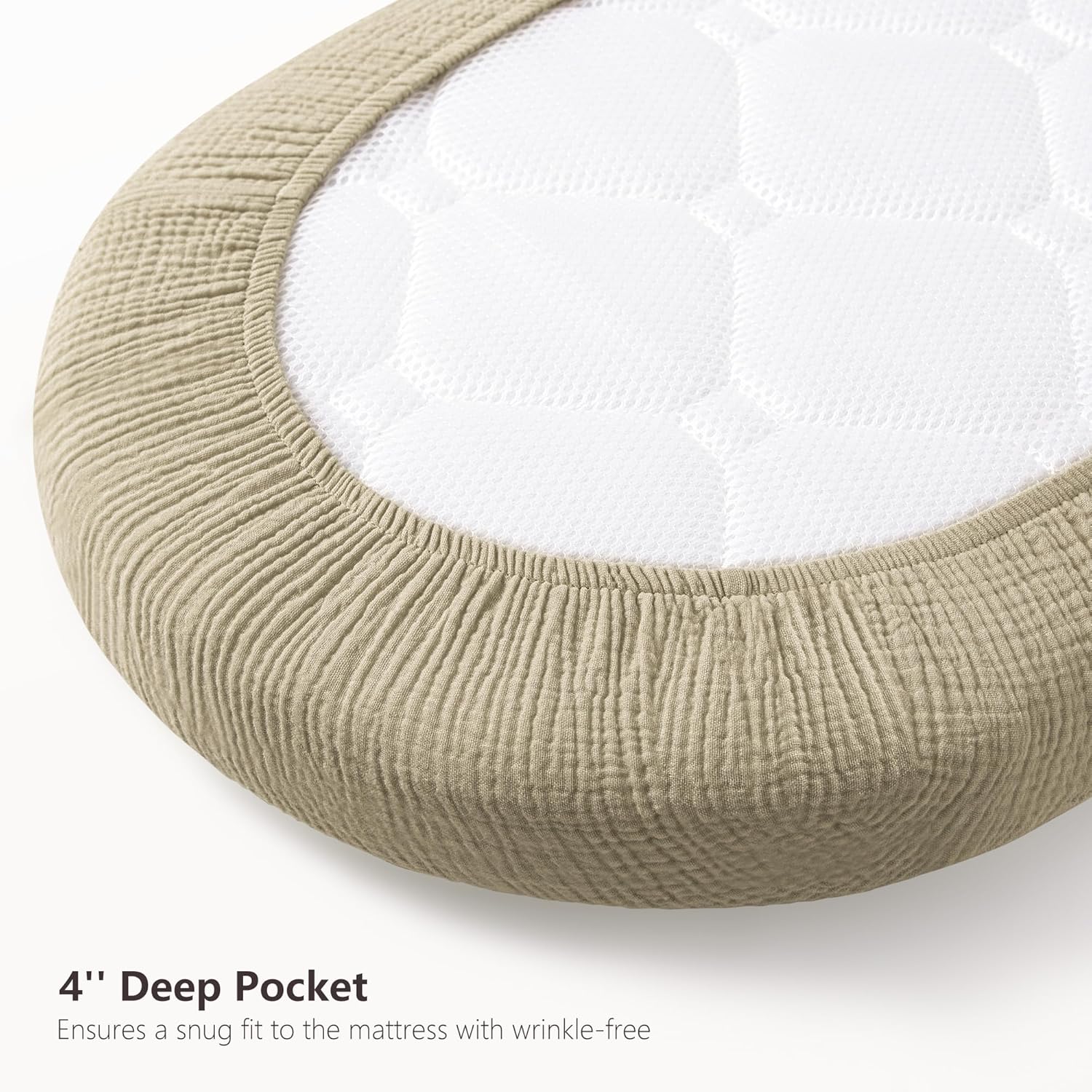 Thumbnail 3 de Muslin Moses Basket Sheets 2 Pack (100% Cotton) – Next to Me style fitted cot sheets, 83x43cm