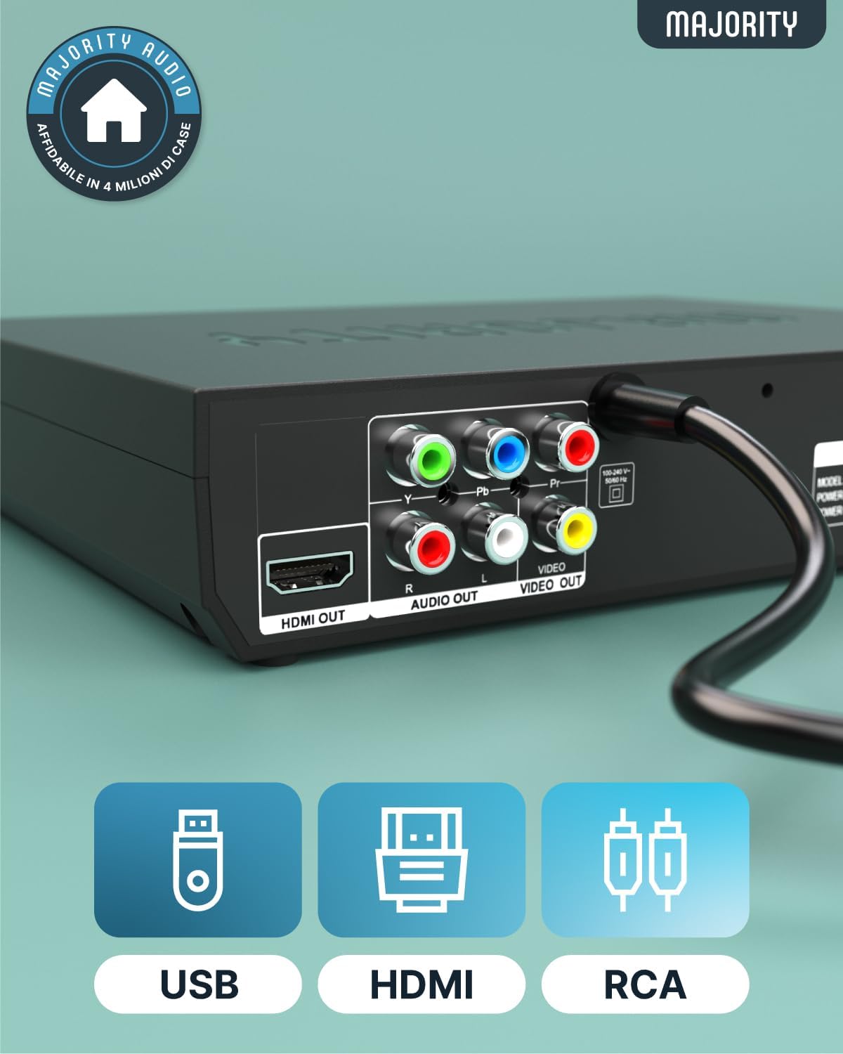 Detalle de Lettore DVD HDMI 1080P Majority: multizona, regione free e compatibile con USB, RCA, CD e MP3