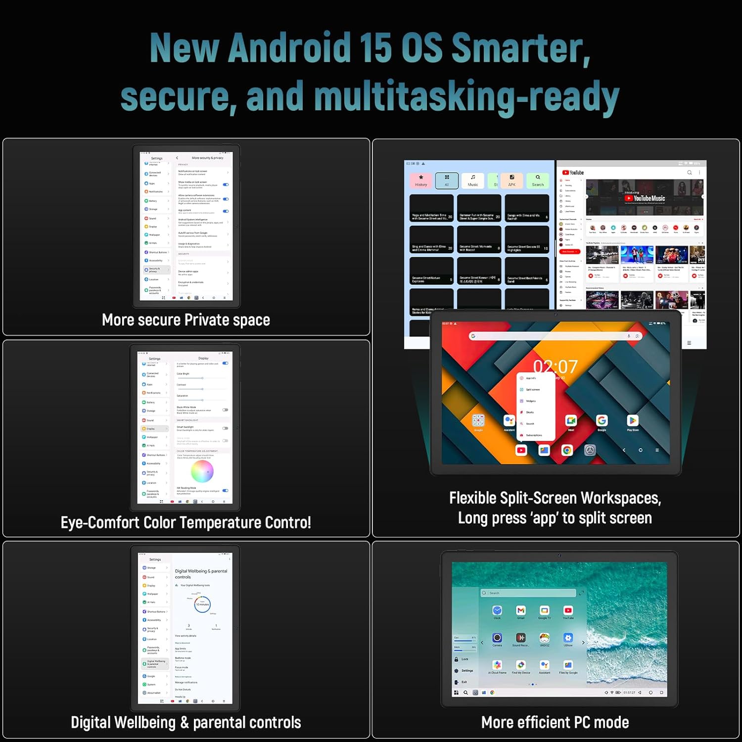 Thumbnail 3 de Gleeso Android 15 Tablet (10-inch) with 30GB RAM expansion, Wi‑Fi 6, Bluetooth 5.4 and 6200mAh battery