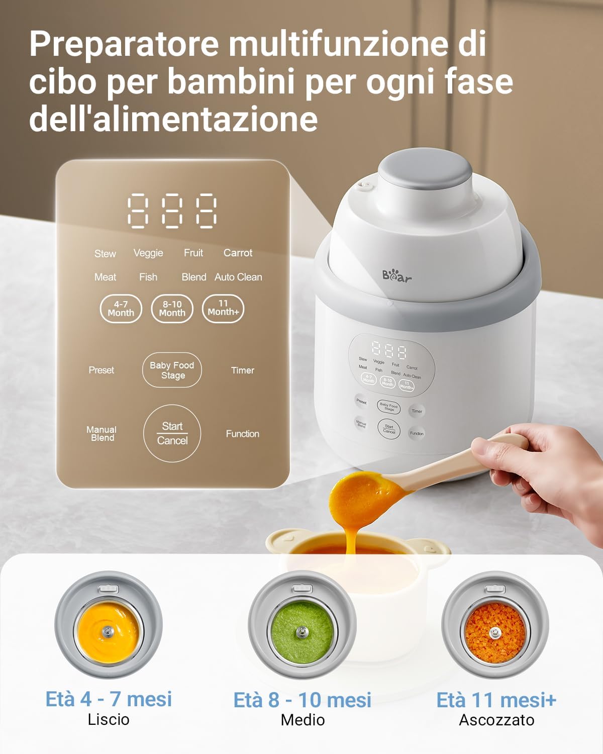 Detalle 2 de Bear NutriEase AllStage Omogeneizzatore 17x17x23,4 cm