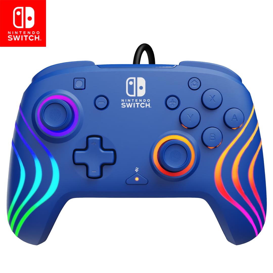Detalle de Official Switch Afterglow Wave wired Controller – Blue