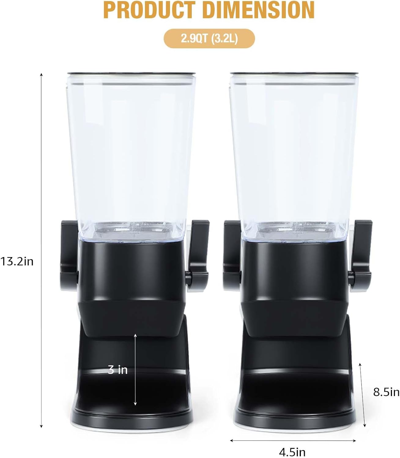 Detalle de Tokokimo graandispenser voor ontbijtgranen, snoep en noten, zwart